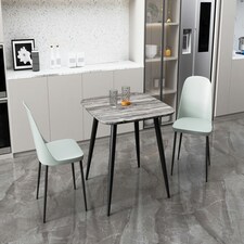 Aspen Grey Oak Effect 80cm Square Dining Table with 2 Moulded Duo Design Chairs - Compact Kitchen and Dining Set | Grey | Grey Oak Effect | One Size | 1