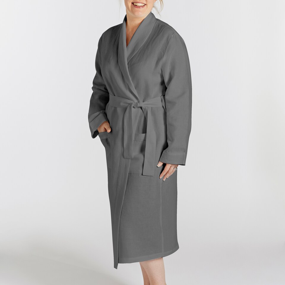 image 1 of Martex Linen Bathrobe Large Charcoal