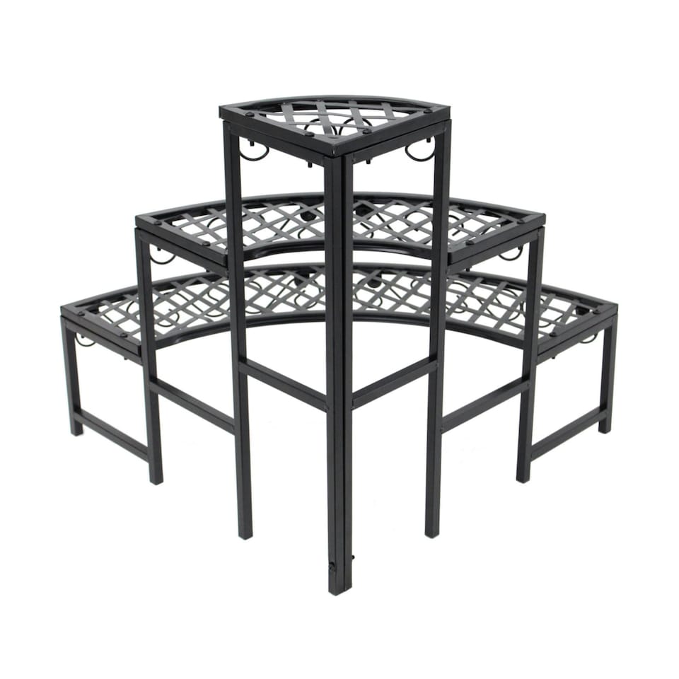 image 1 of Oypla 3 Tier Corner Metal Garden Flower Staging Plant Stand Display Shelf Black