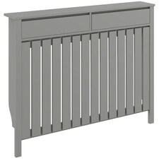 HOMCOM Large Radiator Cover with Drawers and Vertical Slats 119 x 19 x 93 cm
