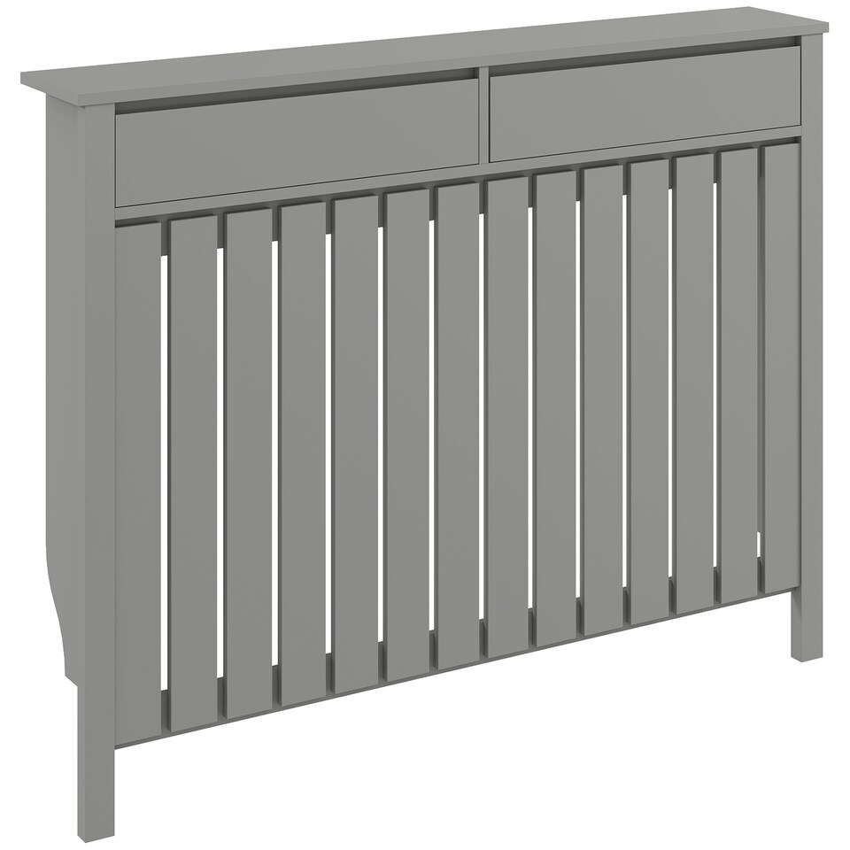 image 1 of HOMCOM Large Radiator Cover with Drawers and Vertical Slats 119 x 19 x 93 cm