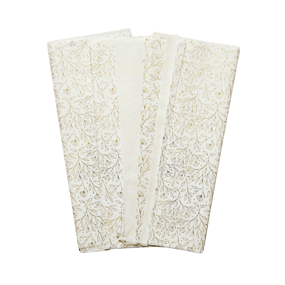 image 1 of Pack of 30 Flowers Garden Gold Metallic Plastic-Free 18gsm Tissue Paper Sheets 50x70cm - Patterned Tissue Paper for Xmas, New Year, Party, Wedding, Birthday Packing Present Gift Box DIY Art Crafts