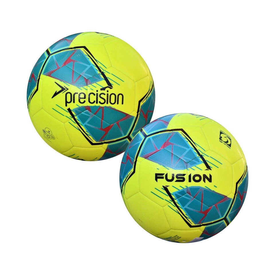 Precision Fusion FIFA Basic Training Ball - Fluorescent Yellow/Teal/Cyan/Red - 5