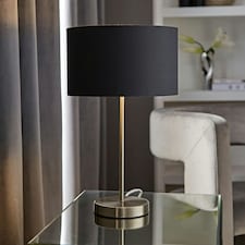 ValueLights Charlie Chrome Table Lamp Charcoal Chrome Inner Shade | Grey