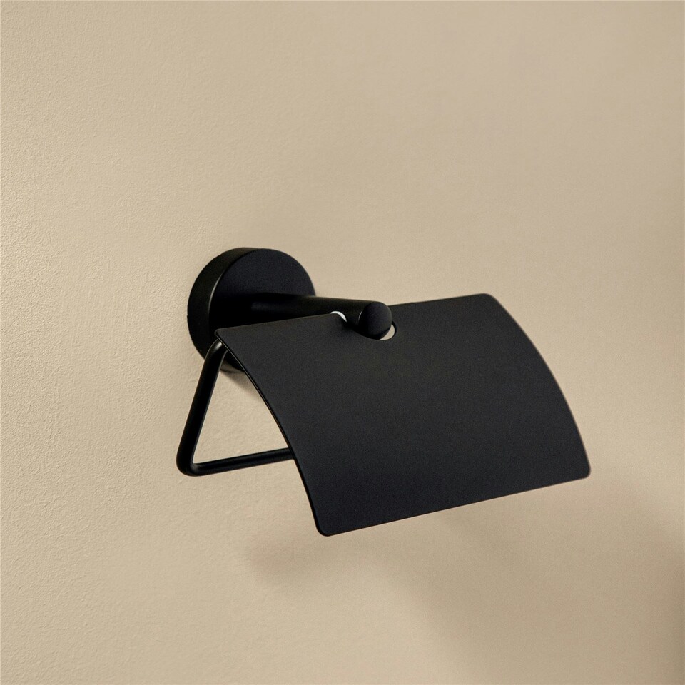 image 1 of Cosmic Toilet Roll Holder with Durable Stainless Steel Matt Black Finish