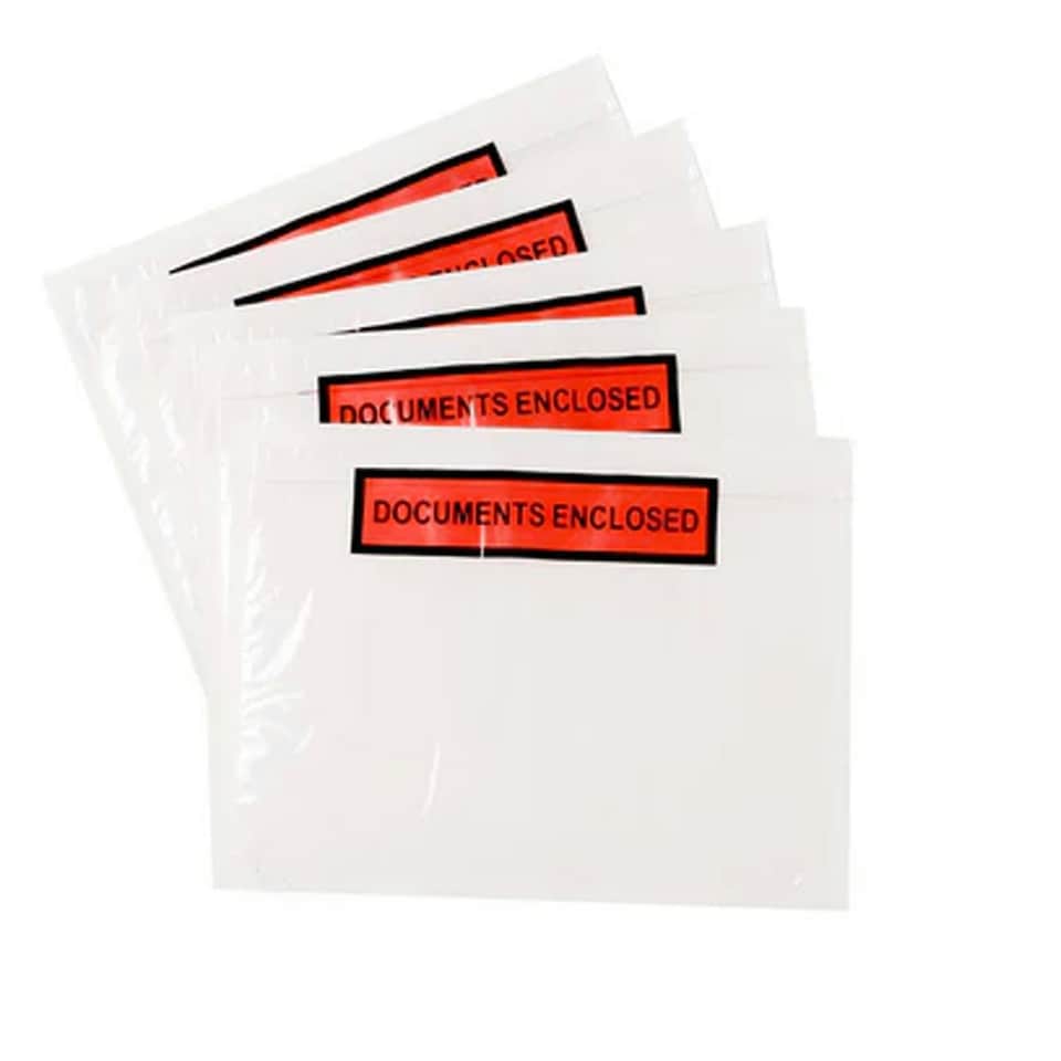 image 1 of 1000 x A5 Printed Self Adhesive Document Enclosed Wallets Clear | C5