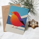 image 3 of Greeting Card Funky Robin Bird In Snow Winter Landscape Modern Blank For Him Or Her Art Xmas Christmas Card
