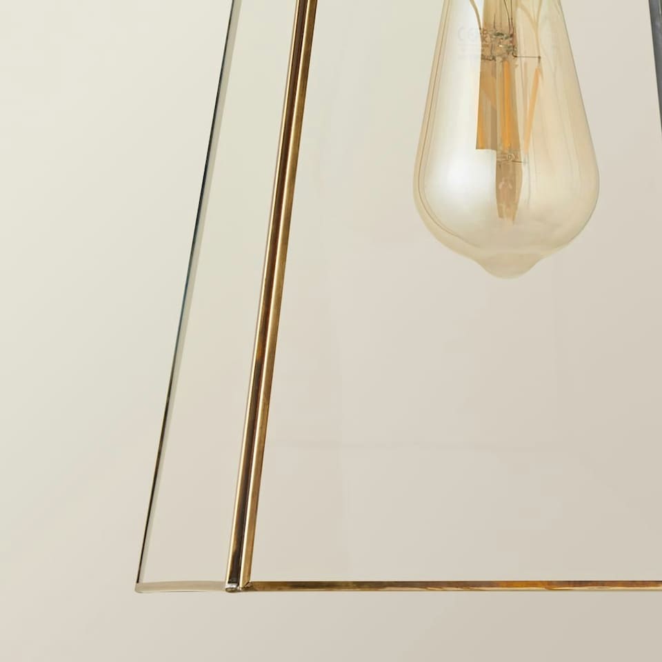 image 1 of ValueLights Susie Glass Pendant Lantern Gold Case Easy Fit Lamp Shade Gold