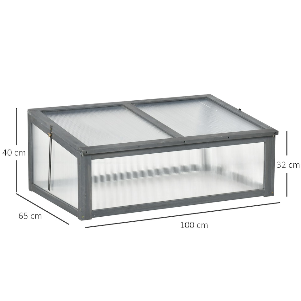 image 1 of Outsunny Square Wooden Outdoor Greenhouse for Plants PC Board 100 x 65 x 40cm