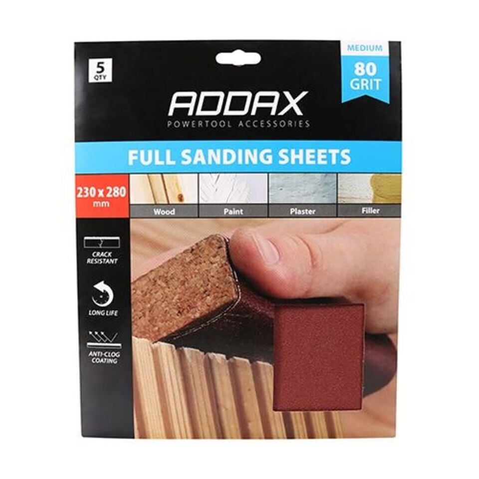 image 1 of Timco - Sanding Sheets - 80 Grit - Red (Size 230 x 280mm - 5 Pieces)