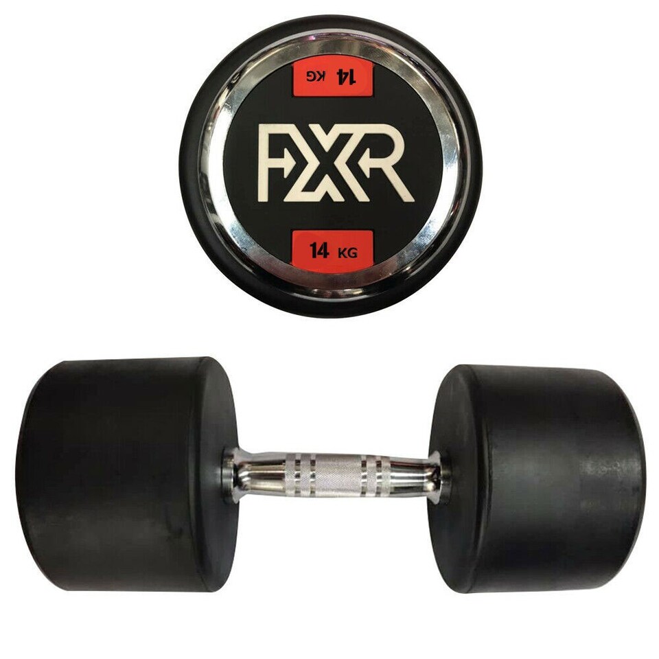 Round Rubber Dumbbells - 2 x 14kg