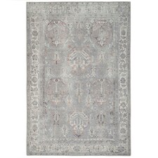 KUKOON Greige Distressed Floral Medallion Non Slip Washable Low Pile Rug 240cm x 330cm | Grey