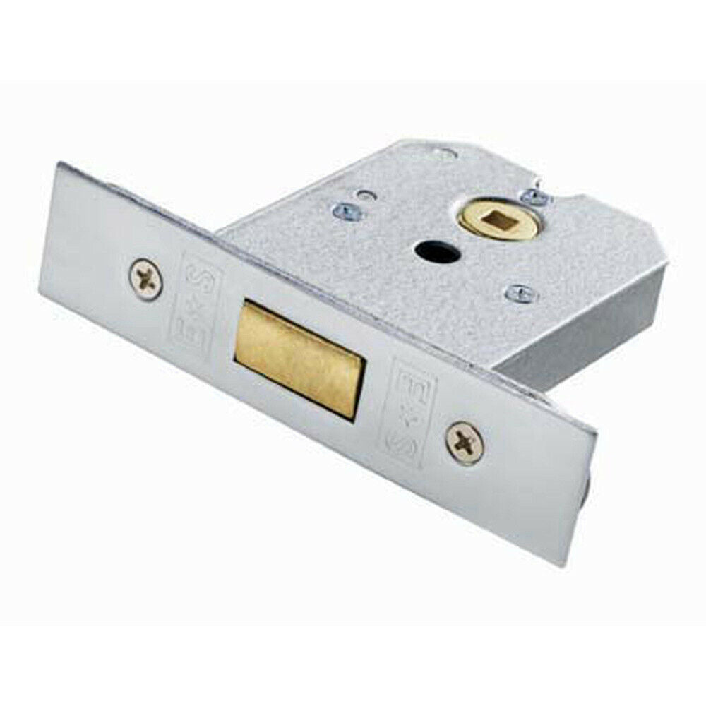 Loops Flat BS Deadbolt Lock 64mm Satin Chrome Plated Door Security Latch