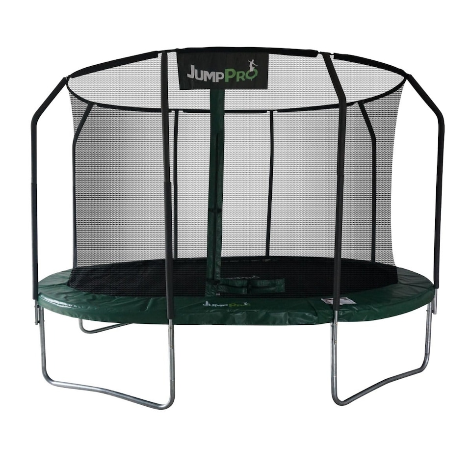 image 1 of 15ft x 10ft JumpPRO® Xcite Green Oval Trampoline with Enclosure - 86 Springs, 150kg Capacity.