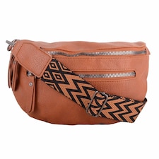 Lorenz Womens Grained PU Leather Bumbag Waist Clutch Bag with Detachable Strap | Brown | Tan