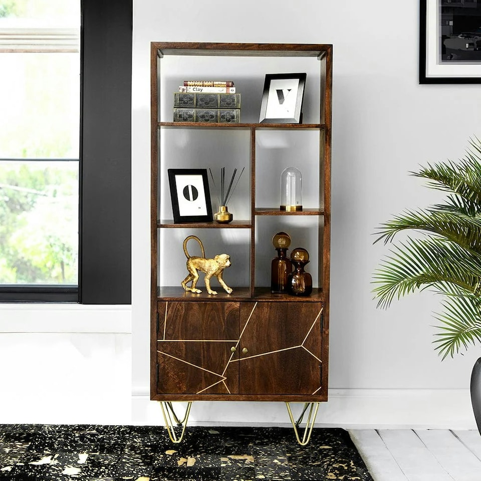 image 1 of Jusleen Solid Mango Wood Large Bookcase 2 Door