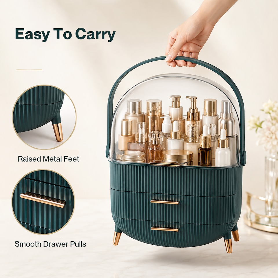 image 1 of ilus Makeup Organizer Case Drawer Portable Cosmetic Jewellery Storage Box
