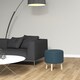 image 8 of HOMCOM Round Storage Stool, Linen Fabric Upholstered Foot Stool with Removable Top, Padded Seat, Hidden Space and Wooden Legs for Living Room, Blue