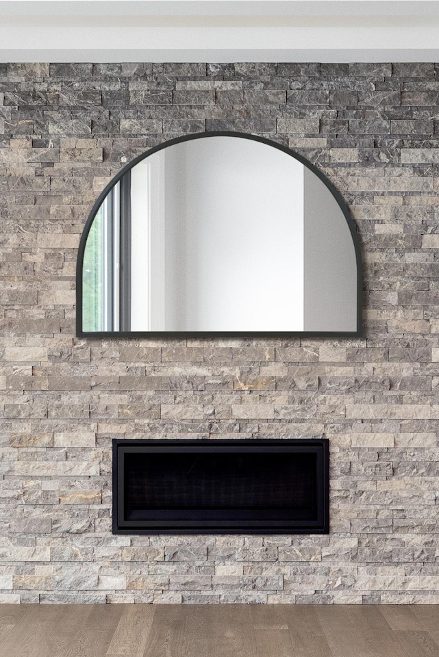 image 1 of The Arcus - Black Metal Framed Arched Wall Mirror 49" X 35" (125CM X 90CM) | Black