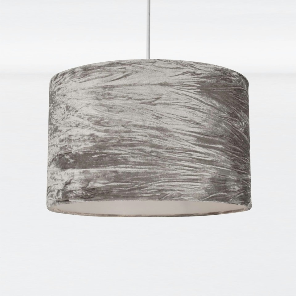 image 1 of Set Of 2 Grey Crushed Velvet Easy Fit Light Shades Grey