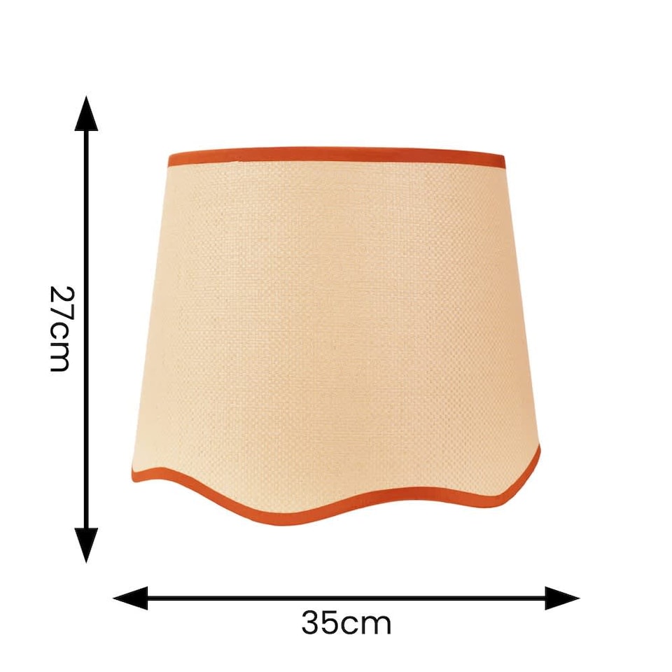 image 1 of ValueLights Dutton Natural Rust Trim Scallop Large Ceiling Lamp Shade | Orange