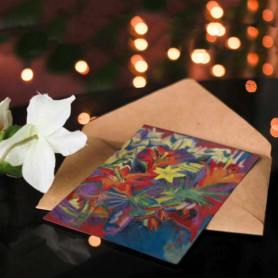 image 1 of Ernst Ludwig Kirchner Art Card Still Life with Lilies