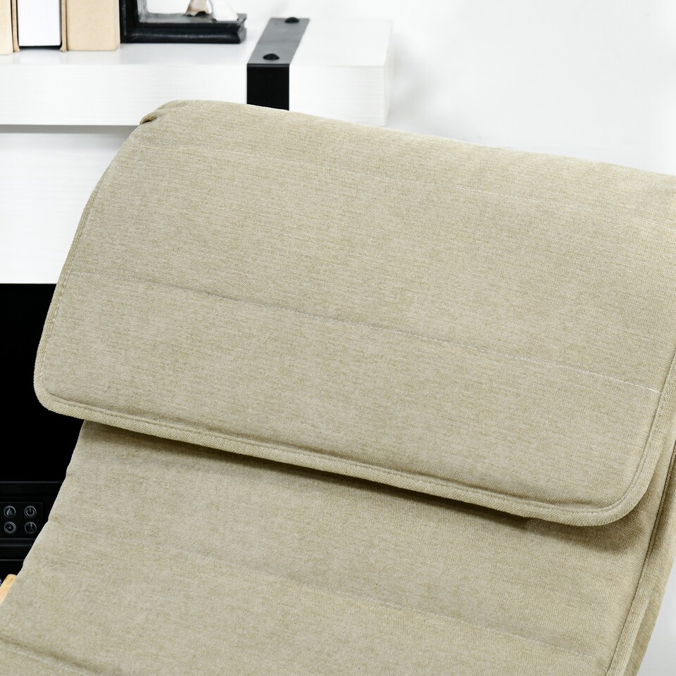 image 1 of HOMCOM Rocking Lounge Chair Recliner Relaxation Lounging Relaxing Seat with Adjustable Footrest, Side Pocket and Pillow, Khaki