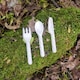 image 2 of White Compostable Bagasse Forks - Pack of 100