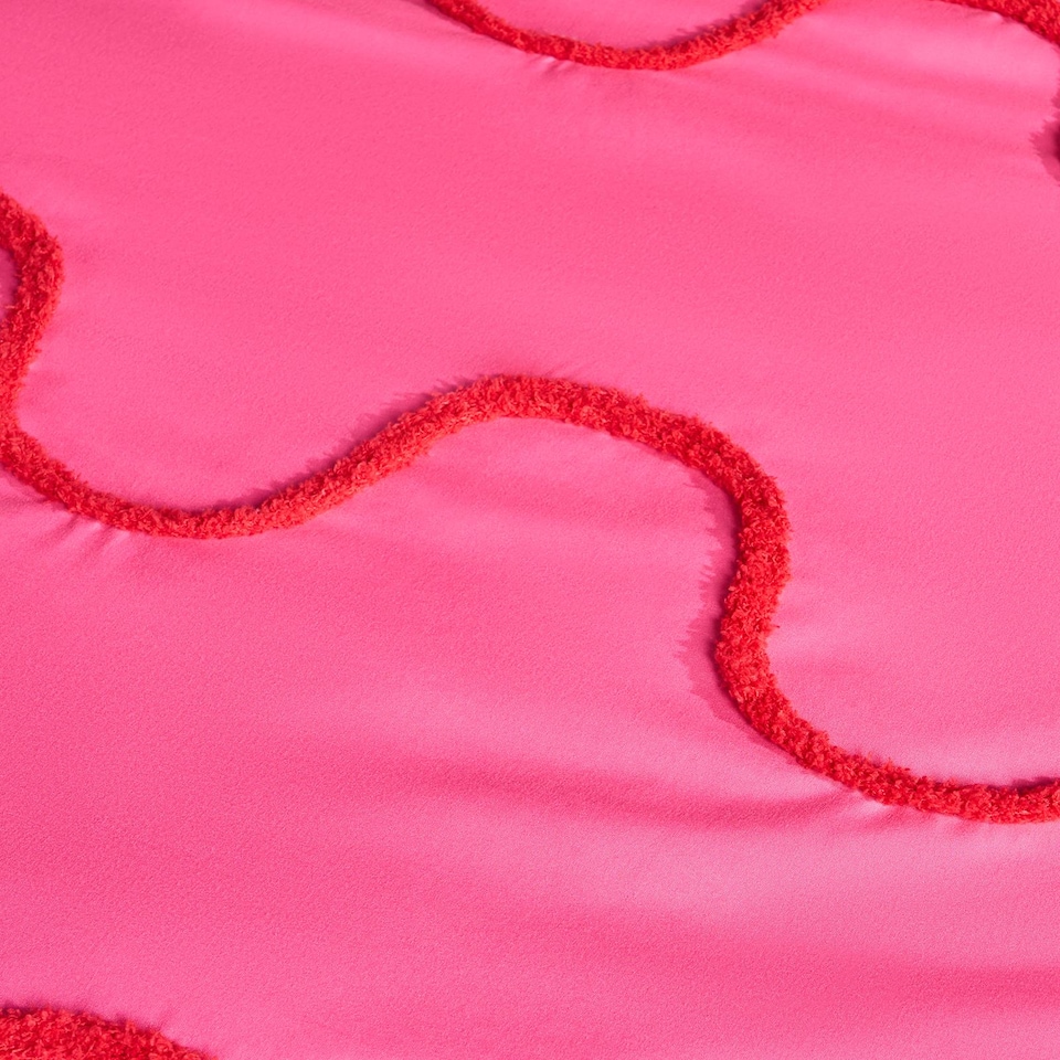 image 1 of OHS Tufted Wave Bedding Set Modern Duvet Cover with Pillowcase | Pink | Hot Pink/Red | Single