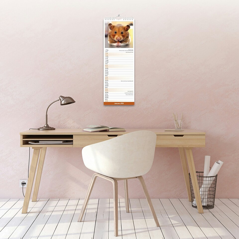 image 1 of Hamsters Slim 2026 Calendar | Slimline Wall Calendar | Animal Gift | Plastic Free Packaging | by Avonside Publishing [Calendar] Avonside Publishing Ltd