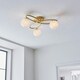 image 3 of Maye 3 Light Multi Arm Glass Semi Flush Ceiling Lamp Satin Brass