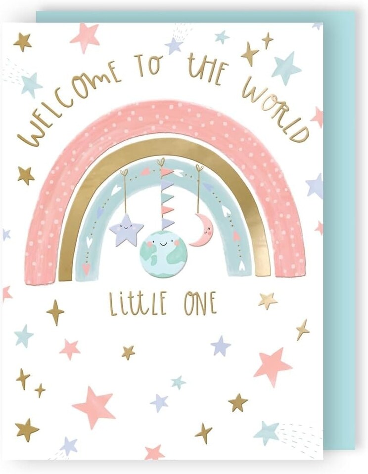 image 1 of Welcome To The World Girl Colourful Dreams! New Baby Congratulations Card