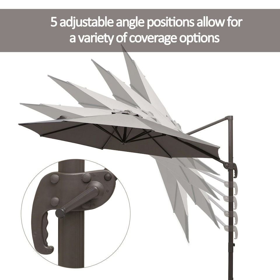 image 1 of Outsunny 3M Cantilever Parasol Aluminium Garden Umbrella with Crank, Grey