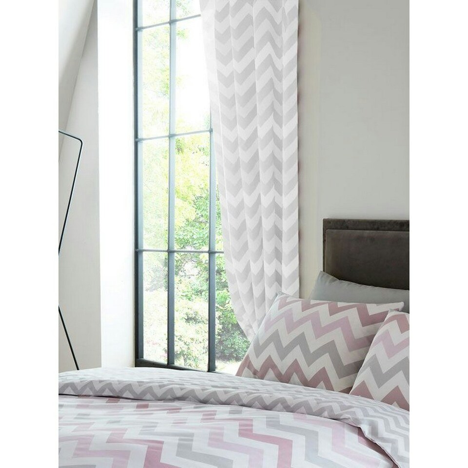 image 1 of Bedding & Beyond Metro Chevron Pencil Pleat Curtains (Pack of 2) - Grey/White - 54in x 66in Grey