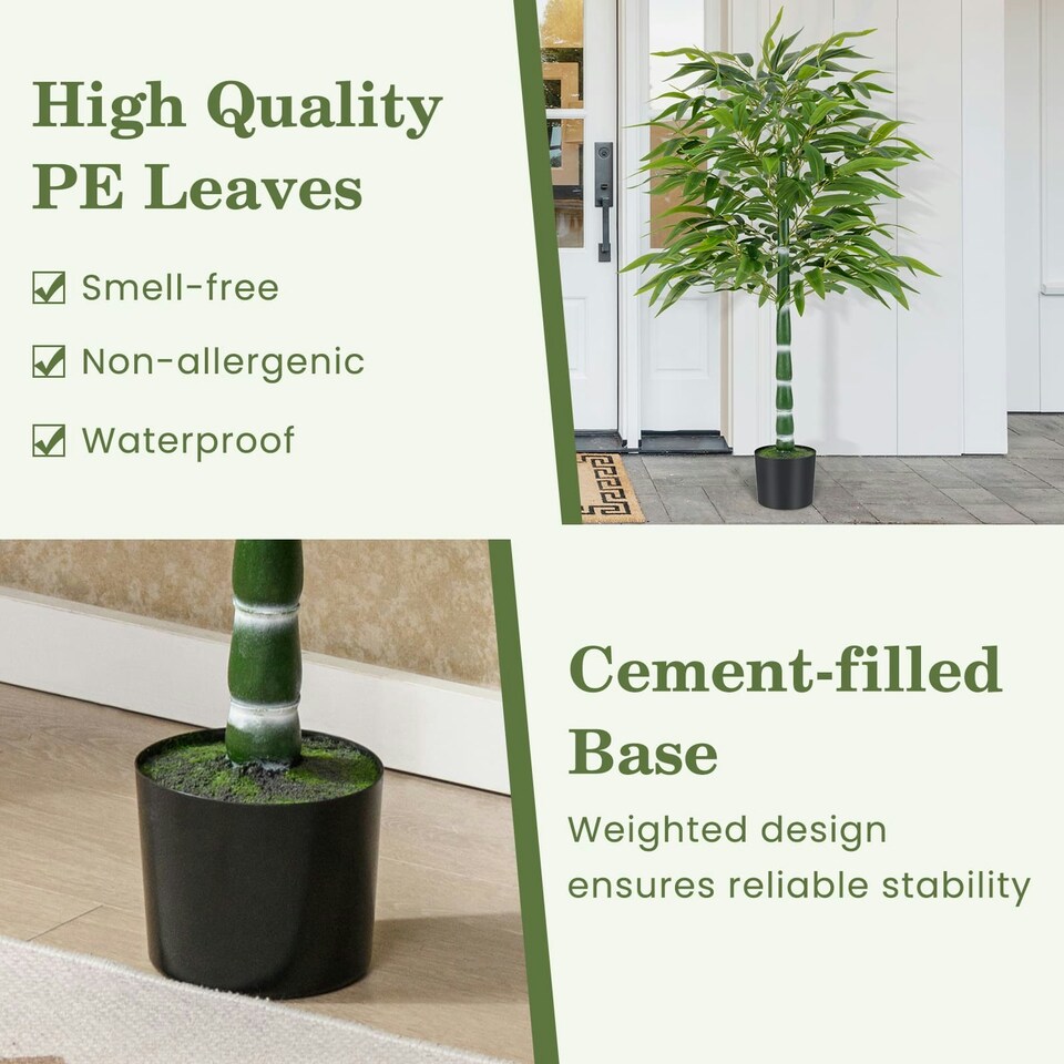 image 1 of COSTWAY Set of 2 125 CM Artificial Bamboo Tree Greenery Plants Green | One Size