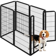 Yaheetech 7-Panel Metal Dog Playpen, 71 × 120 cm Black