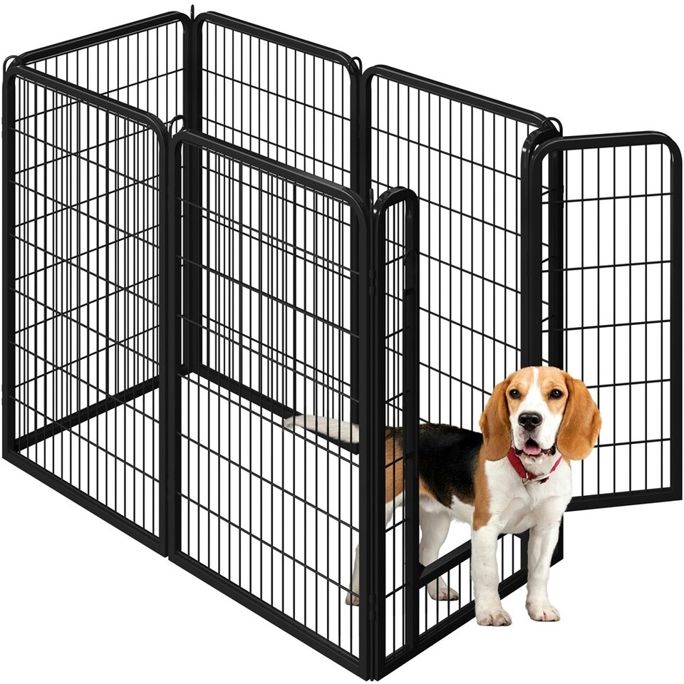 image 1 of Yaheetech 7-Panel Metal Dog Playpen, 71 × 120 cm Black