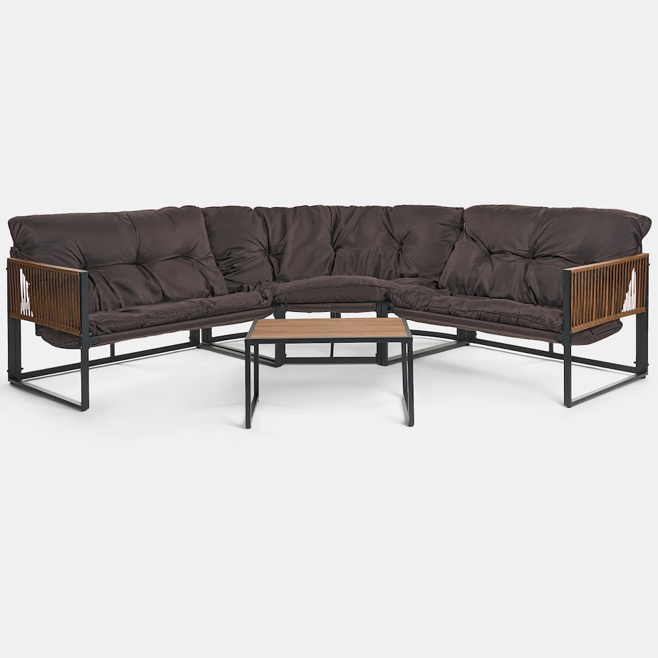 image 1 of OHS Santorini 5 Seater Corner Sofa Table Set Garden Patio Furniture | Brown | Chocolate | Five Plus Seater
