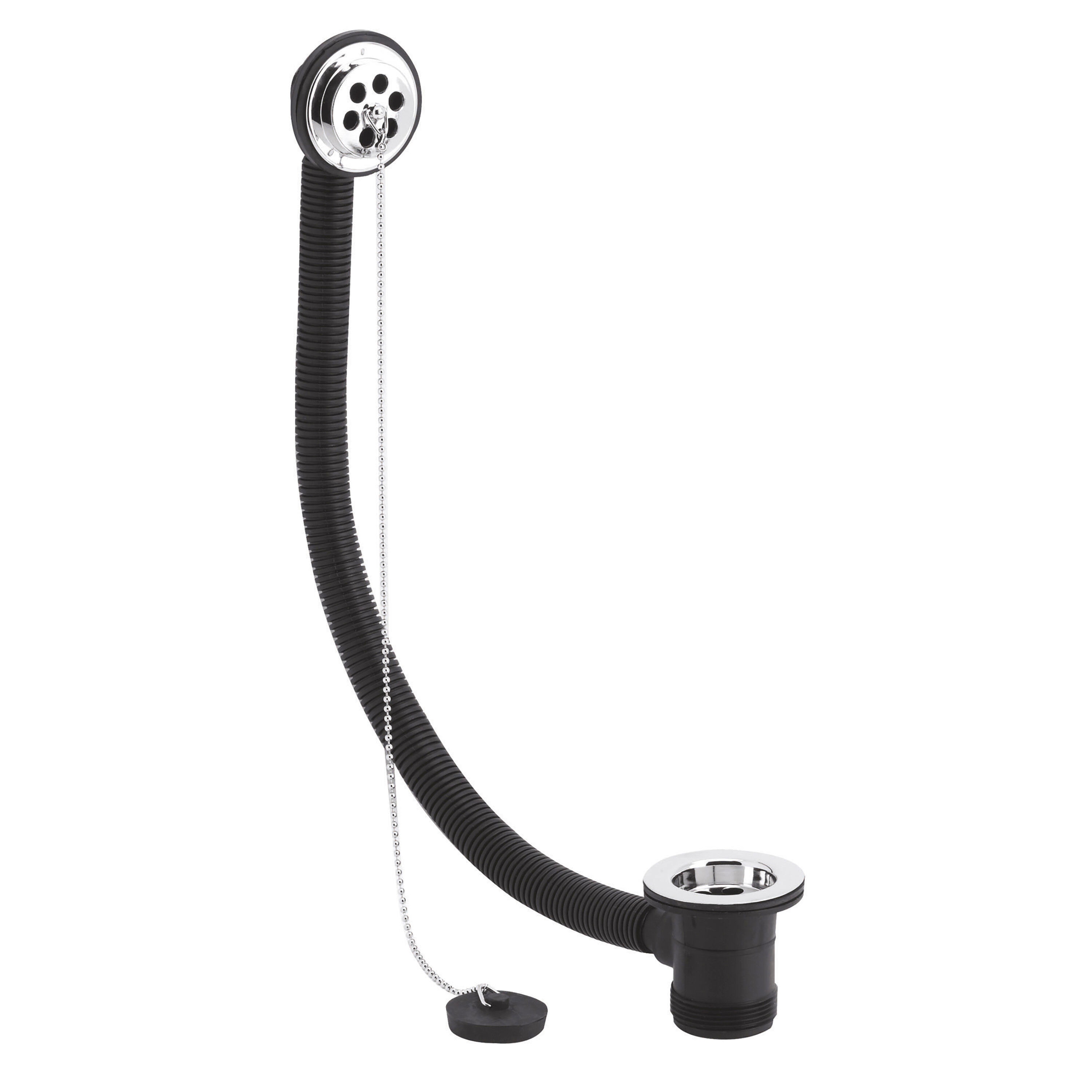 Balterley Bath Waste, Overflow & Poly Plug Chain Baths up to 5mm, 70x76mm Chrome in Silver