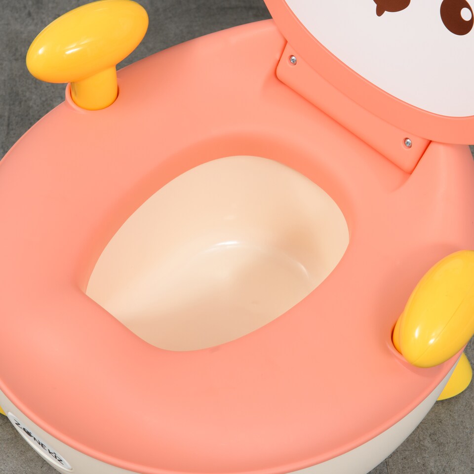 image 1 of ZONEKIZ Baby Potty Training Toilet, Toddler Toilet Seat with Splash Guard, Backrest, Anti-Tip Feet, Side Handles, Easy to Clean, Portable Travel Potty for Boys and Girls 6 to 36 Months, Fox Shape