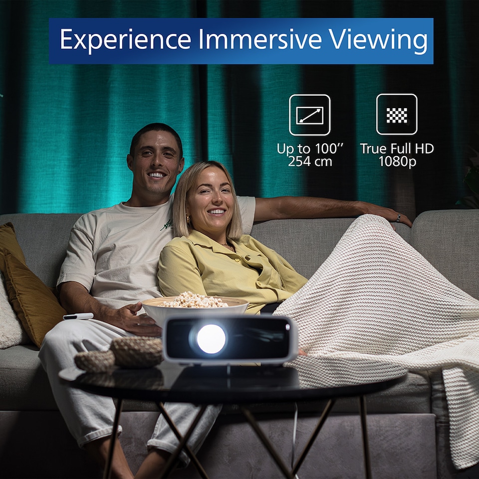 image 1 of Philips NeoPix 550 Smart Projector White- 100", 1080p, LED, Silent, Wi-Fi screen mirroring experience, Smart OS