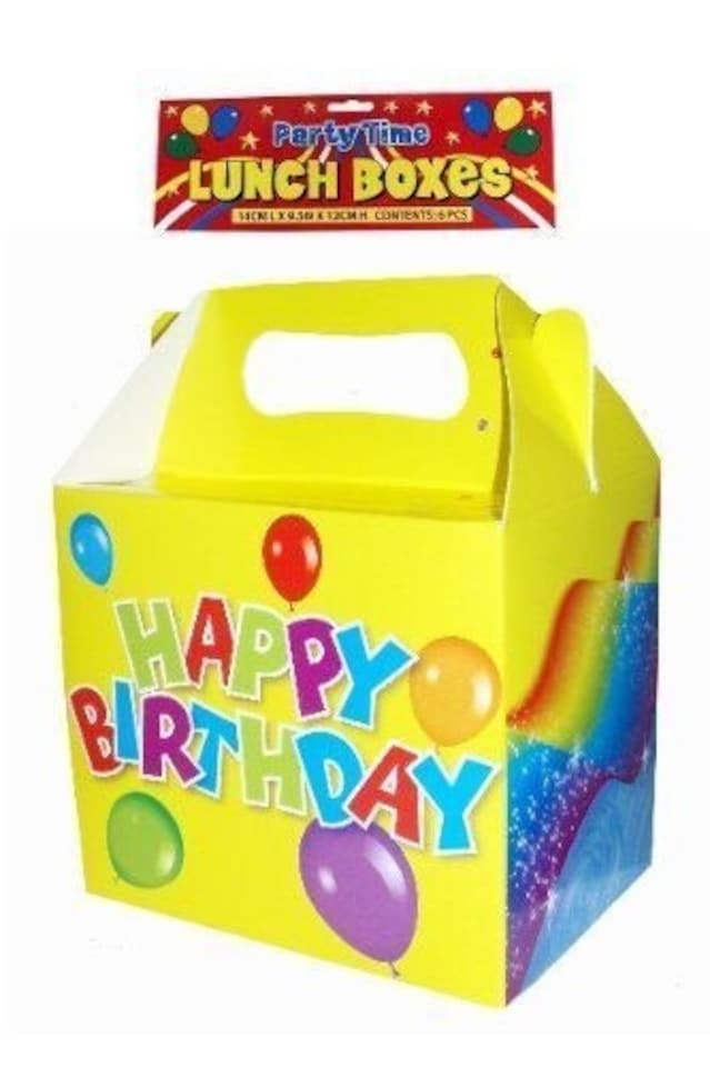 image 1 of Pack of 6 Happy Birthday Lunch Meal Boxes Party Bags