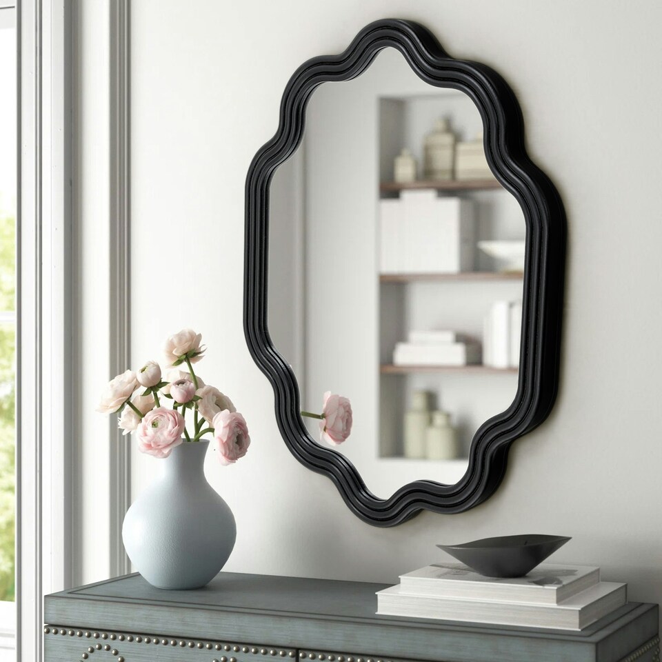 image 1 of Living and Home Contemporary Style Metal Decorative Wall Mounted Mirror - 80.5*60.5cm Black