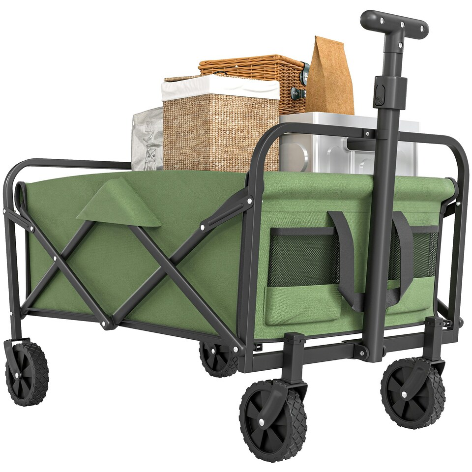 image 1 of Outsunny 62L Festival Trolley, 120kg Heavy Duty Folding Trolley Cart, Green