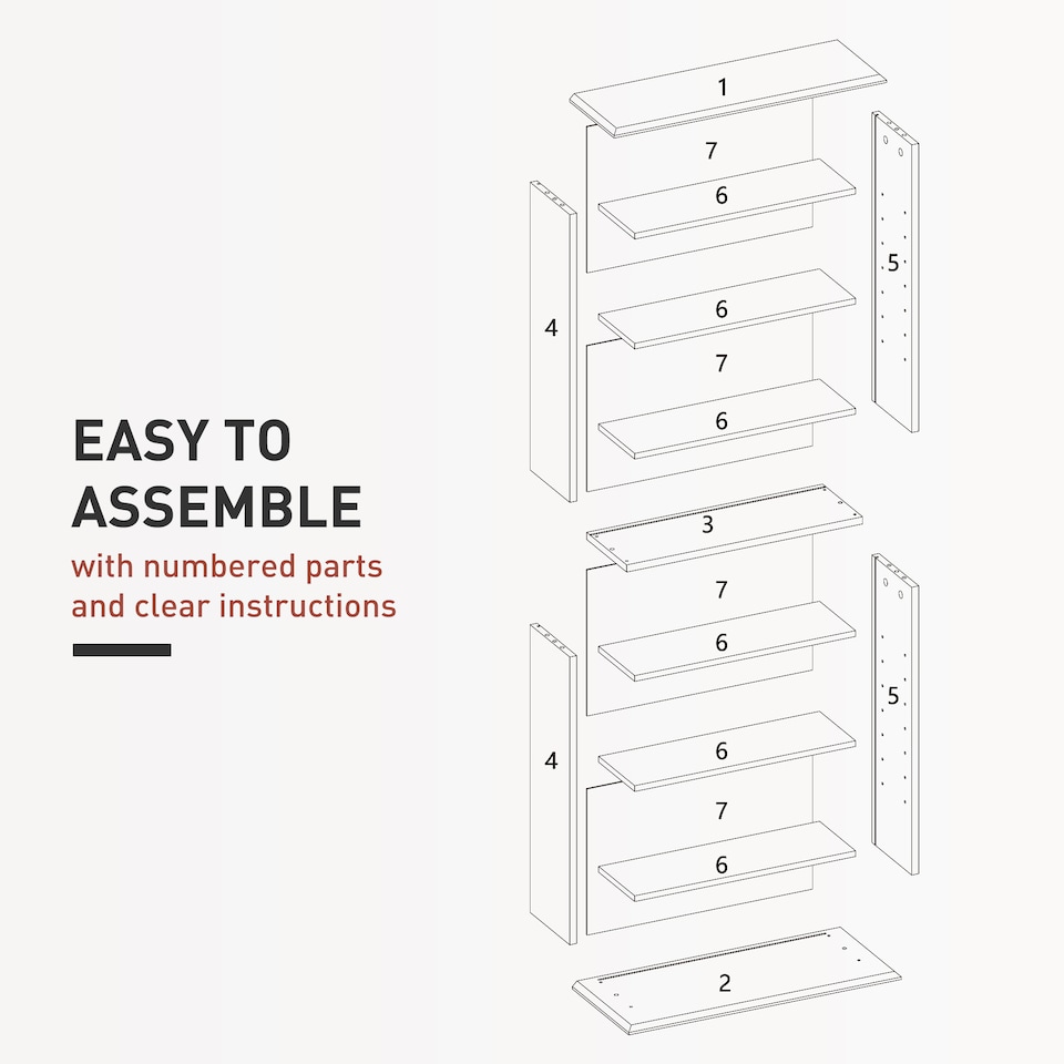 image 1 of HOMCOM 360 CD185 DVD Storage Unit, 185 Blu-ray Media Storage Shelf with 8 Compartments and 6 Adjustable Shelves, CD Tower for Living Room, Bedroom, Office, White | White