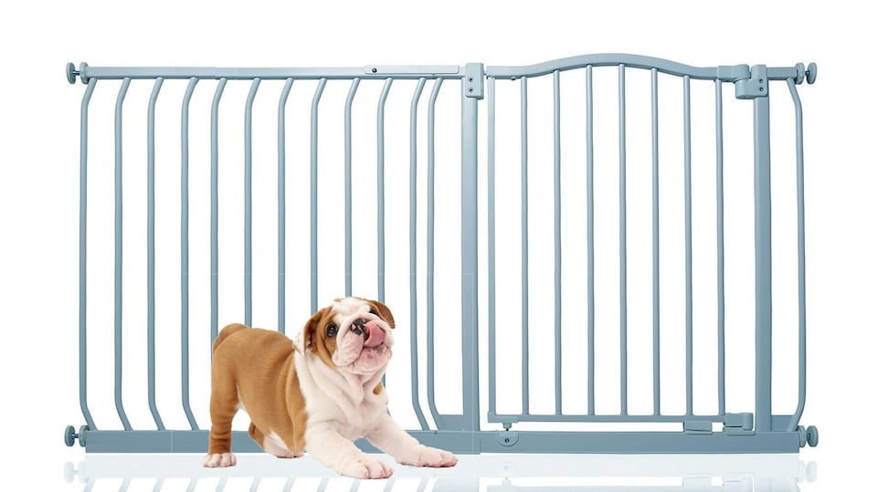 image 1 of Bettacare Curved Top Dog Gate, 134cm - 143cm, Matt Grey, Pressure Fit Pet Gate for Dog and Puppy, Pet and Dog Barrier | Grey