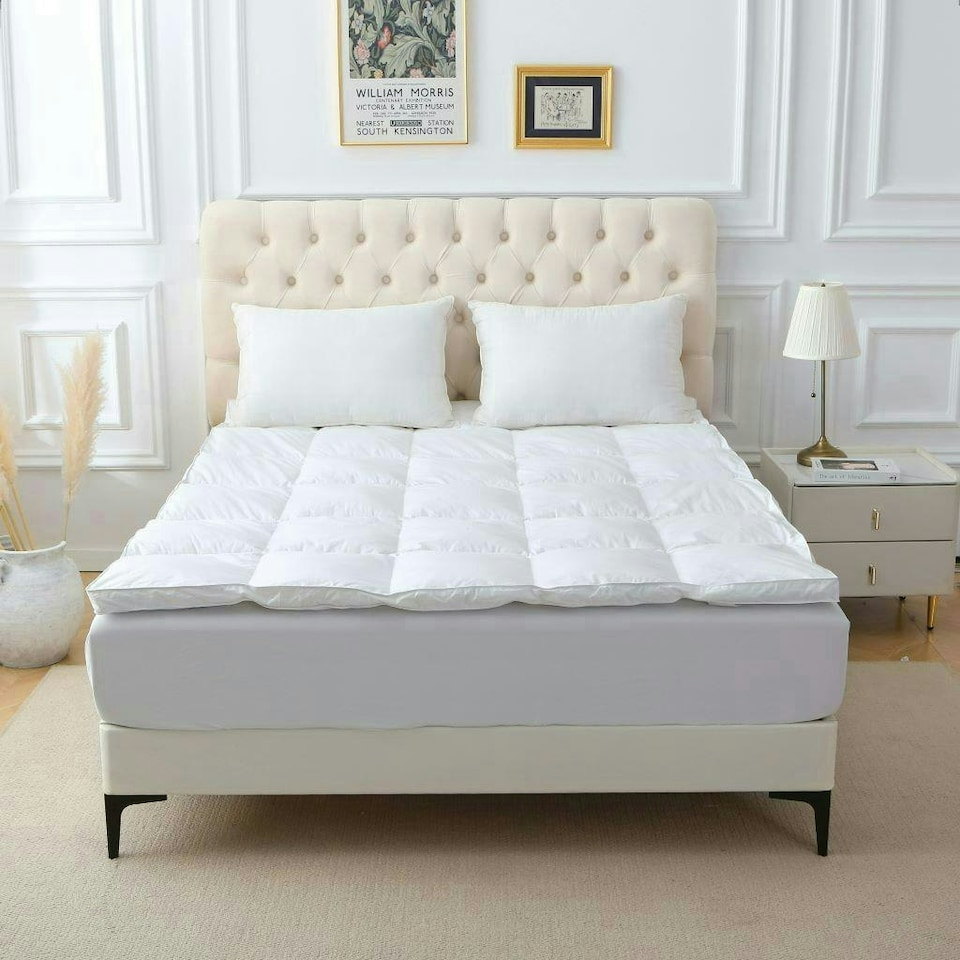 image 1 of Goose Feather and Down Mattress Topper Single