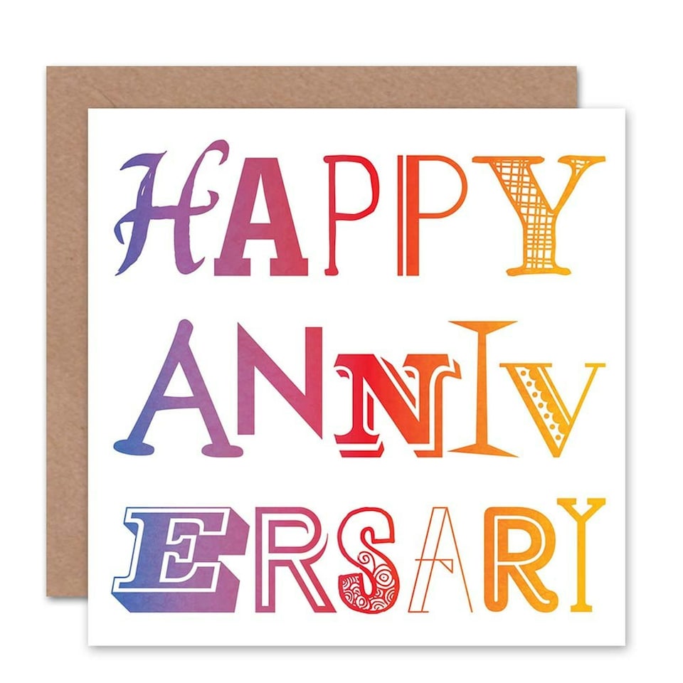 image 1 of Colourful Gradient Modern Typography Anniversary Card