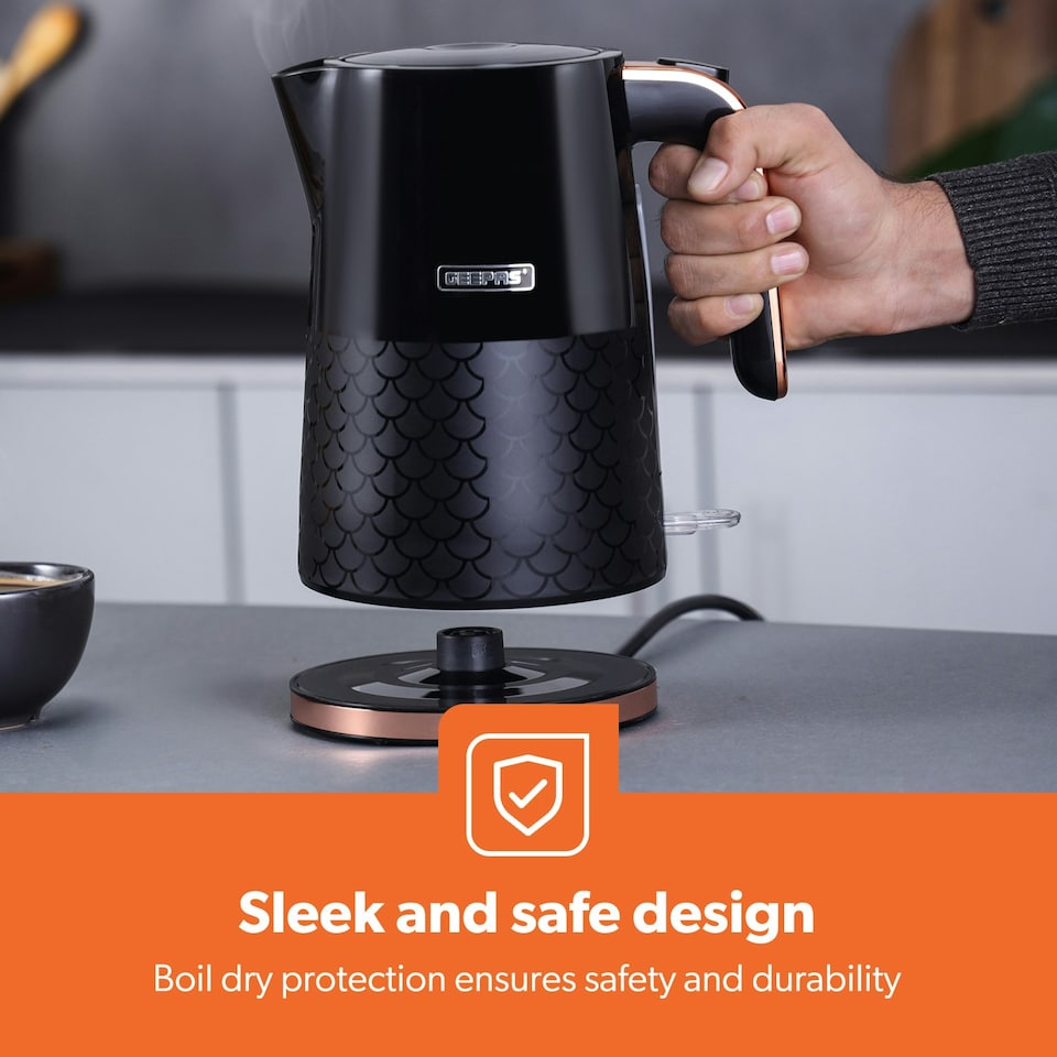 image 1 of 1.7L Illuminating Electric Kettle 3000W Rapid Boil Cordless Jug Kettle | Black, Aurora Collection