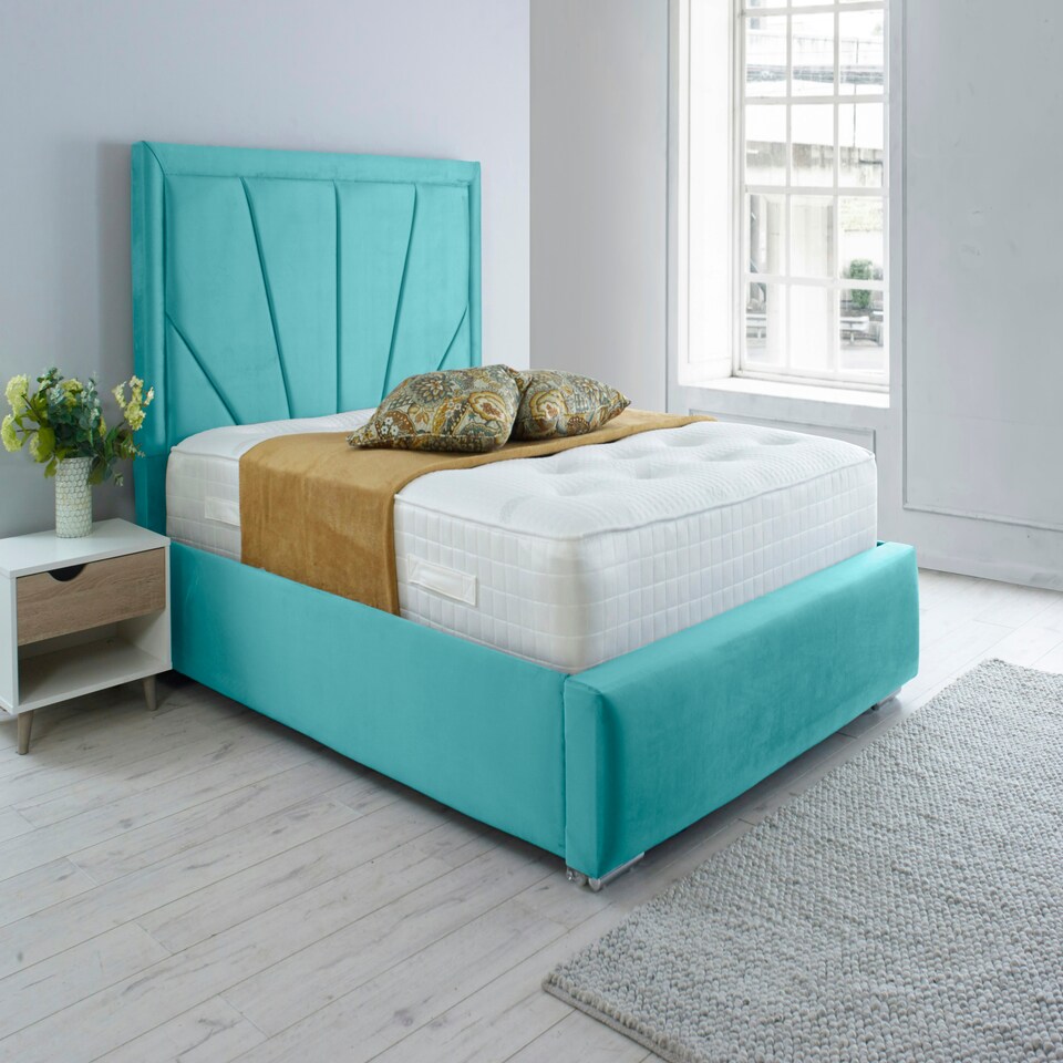 Itala Plush Double Bed Frame - Teal